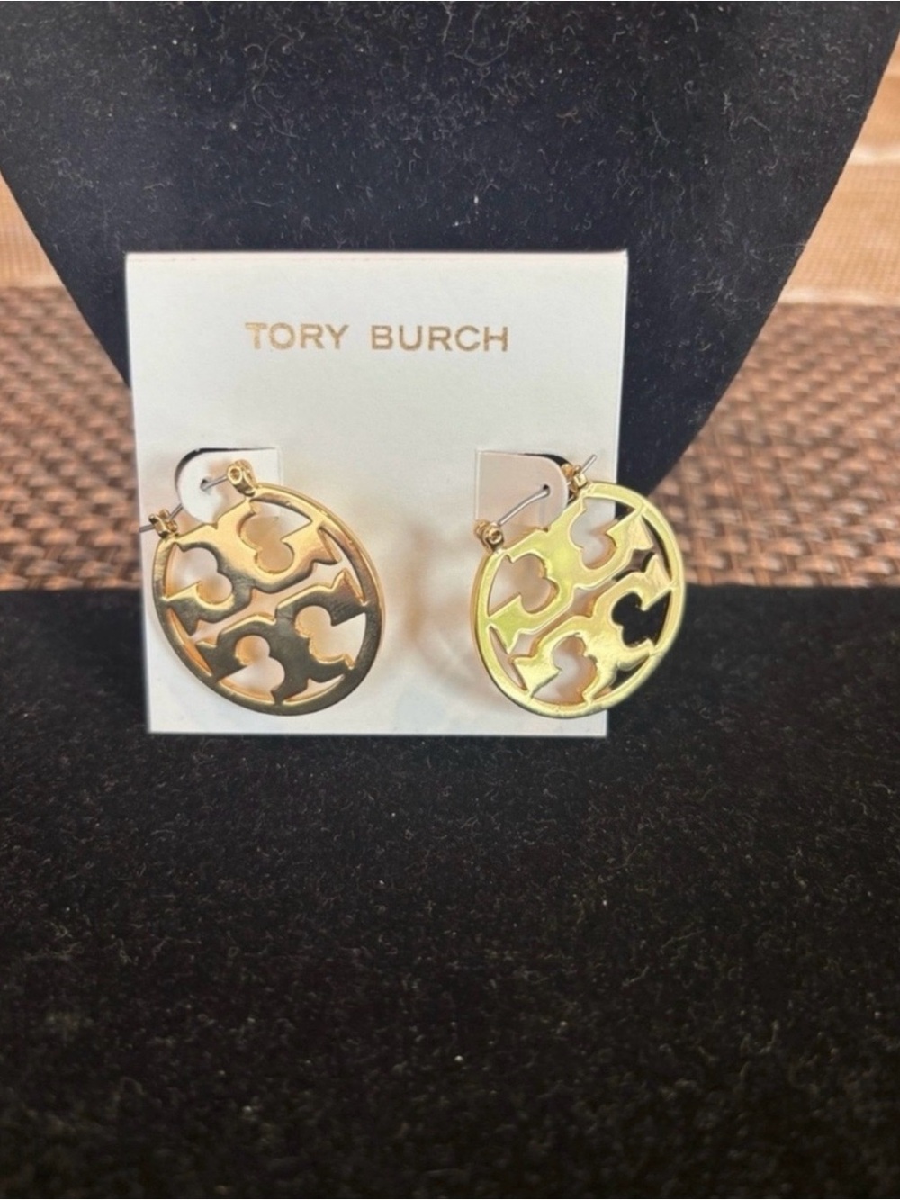 Tory Burch Gold Logo Cutout Hoop Earrings
